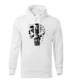 DRAGOWA Herren-Kapuzenpullover Frank The Punisher 320 g/m², weiß