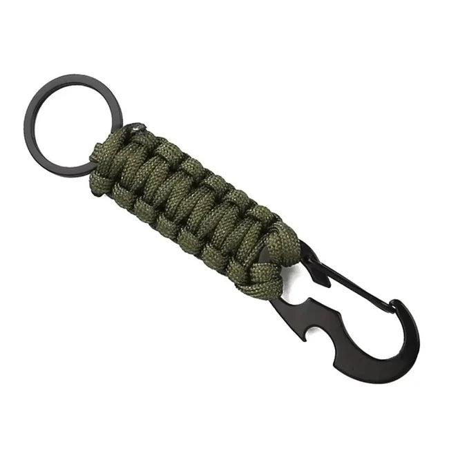 WARAGOD Sanya Paracord Survival Multifunktions-Schlüsselanhänger 4 in 1, grün