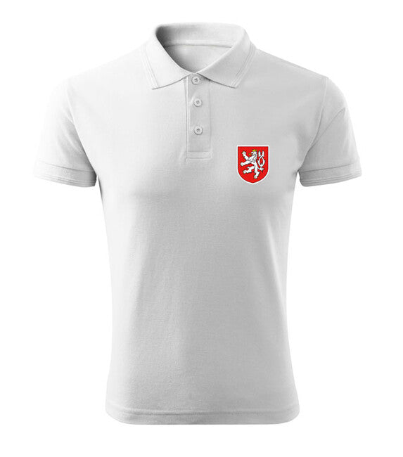DRAGOWA Poloshirt Kleines farbiges tschechisches Wappen, weiß 200 g/m2