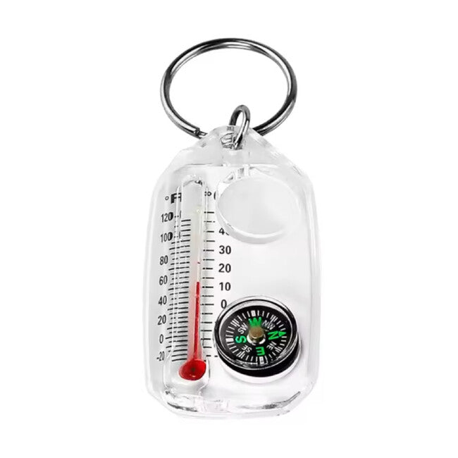WARAGOD Cave Transparenter Kompass mit Thermometer Schlüsselanhänger