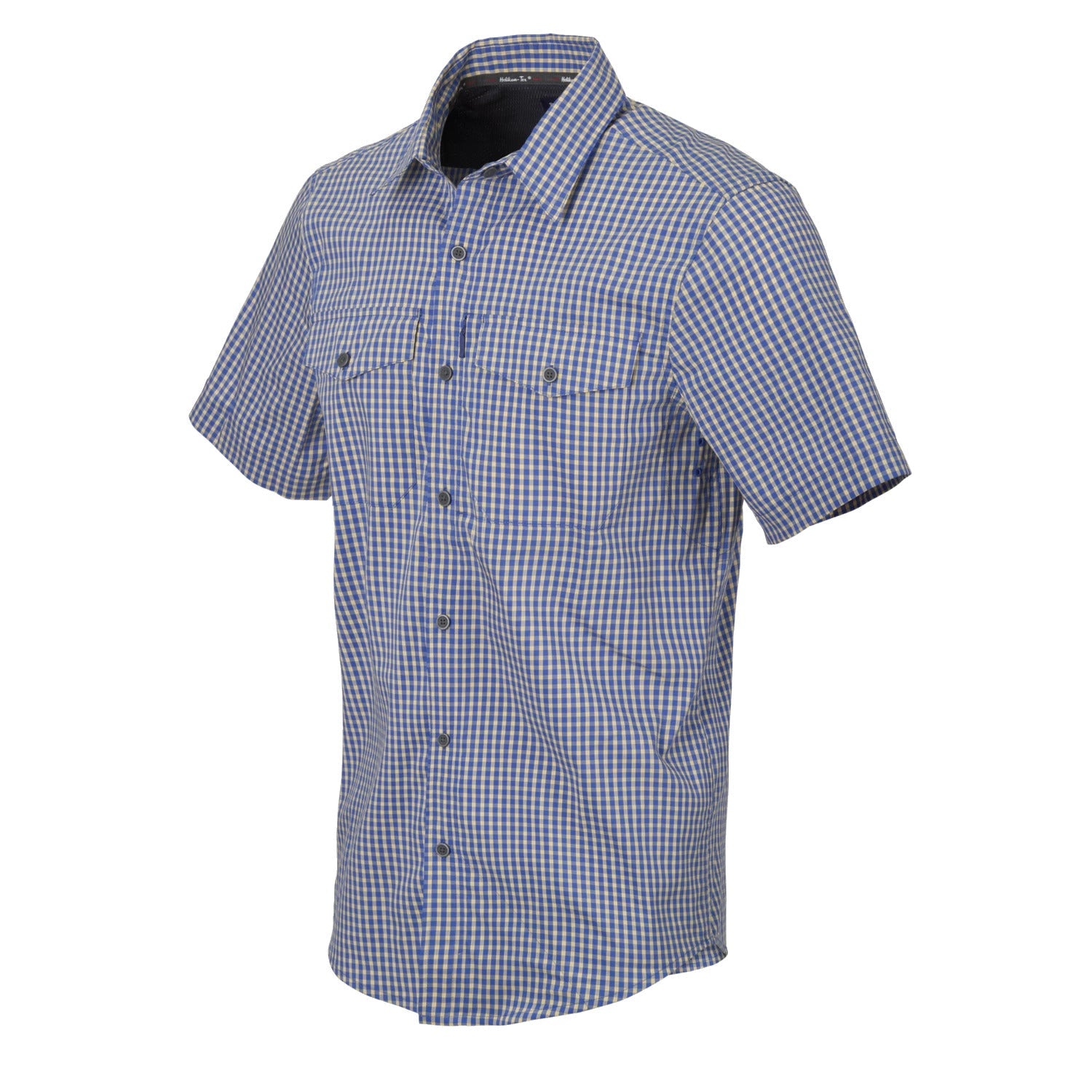 Helikon-Tex Covert Concealed Carry košeľa taktická s krátkym rukávom, károvaná kráľovská modrá