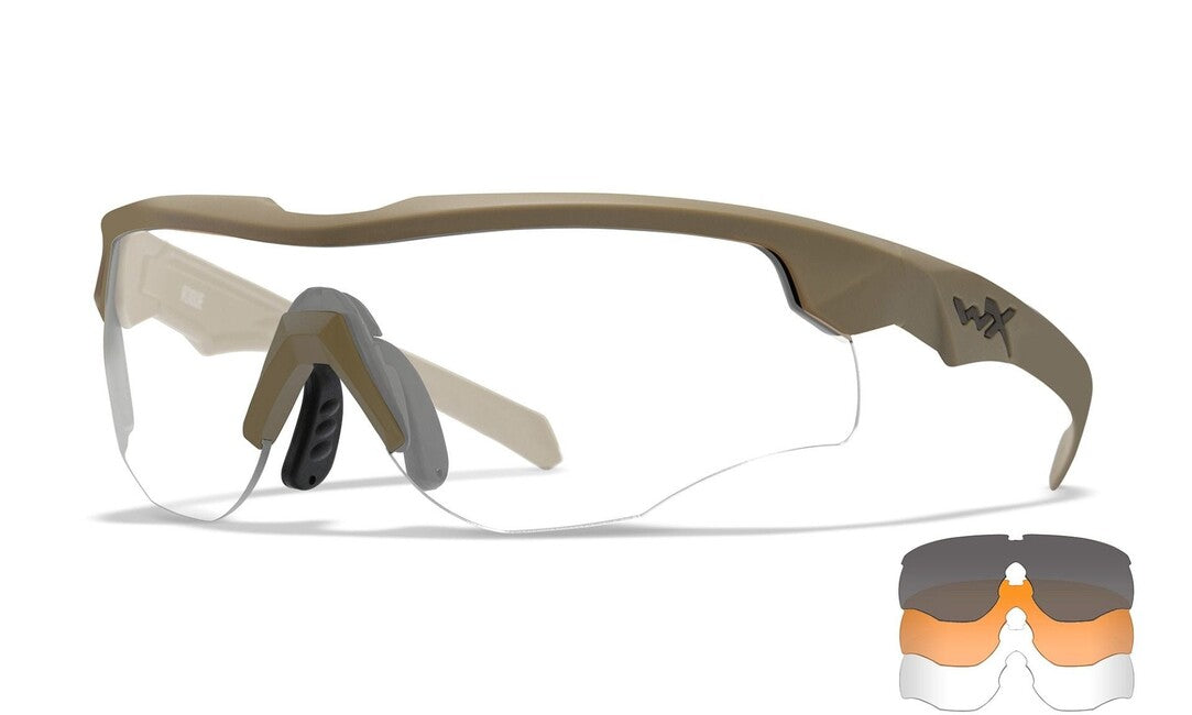 WILEY X Rogue Comm taktische Brille - grau + transparente Gläser / Sandrahmen