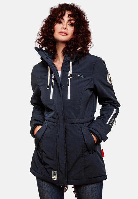 Marikoo ZIMTZICKE P damen-winter-softshelljacke mit kapuze, blau