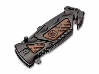 Böker Plus AK-14 taktisches Messer 9,3 cm, schwarz, Aluminium, Holz, Nylonscheide