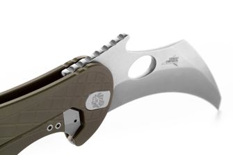 Lionsteel Messer Typ KARAMBIT entwickelt in Zusammenarbeit mit Emerson Design. L.E. ONE 1 A GS Grün/Stein gewaschen