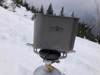 Origin Outdoors Camping Topfset Titan Topfset mit Füllstandsanzeige und Edelstahlscharnier 750 ml + 400 ml