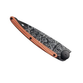 Deejo-Schließmesser Tattoo mandala black coralwood