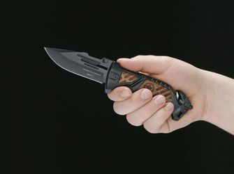 Böker Plus AK-14 taktisches Messer 9,3 cm, schwarz, Aluminium, Holz, Nylonscheide