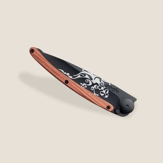 Deejo-Schließmesser Tattoo Black Coralwood Gecko