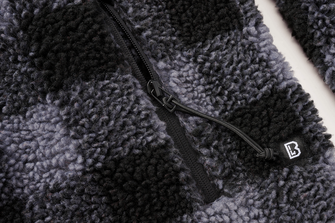 Brandit Fleece-Kapuzenjacke Teddyfleece Worker, schwarz/grau