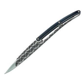 Deejo-Set mit 6 Messern, glänzende Klinge, schwarzes ABS-Design, Art-Deco-Griff