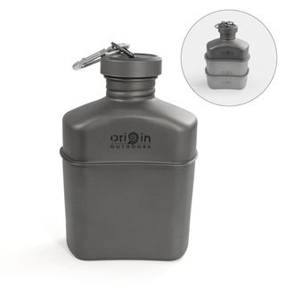 Origin Outdoors Feldflasche Origin Outdoors Titanium Feldflasche mit Karabiner und Tragetasche 1 l