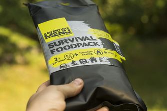 Abenteuer-Menü Survival Food Pack Menü IV, Hirschragout mit Kartoffeln und Hähnchen Korma mit Reis, 810g
