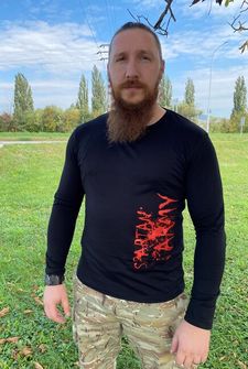 DRAGOWA Fit-T langärmliges T-Shirt RedWar, schwarz 160g/m2