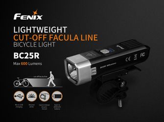 Fenix BC25R Wiederaufladbare Fahrrad-Taschenlampe, 600 Lumen
