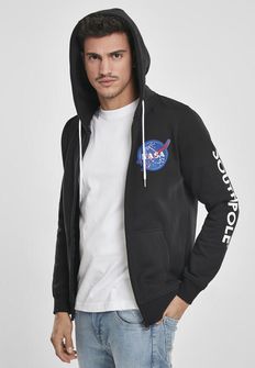 HEATHERGREY - NASA Southpole Herrensweatshirt mit Reißverschluss und Kapuze, schwarz