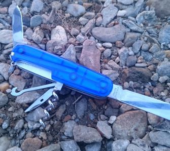 Victorinox Taschenmesser transparent 91mm Huntsman blau