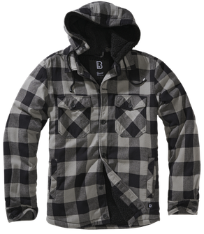 Brandit Lumber Jacke mit Kapuze, schwarz+charcoal