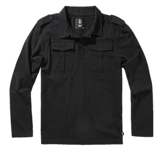 Brandit Willis Langarm-Poloshirt, schwarz