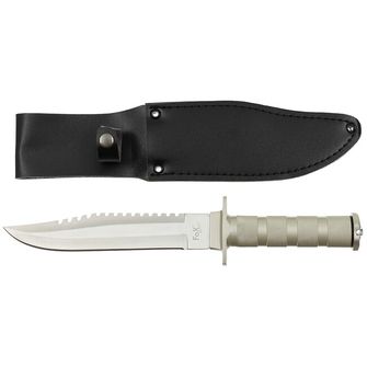 Fox Outdoor Survival-Messer, silber, Aluminium-Griff, mit Scheide