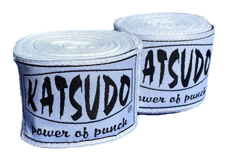 Katsudo Boxbandagen elastisch 450 cm, weiß