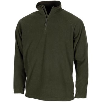 MFH Langarm-Fleece-T-Shirt Troyer, OD grün