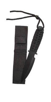 Kleines Wurfmesser mit schwarzem Paracord BC, schwarz