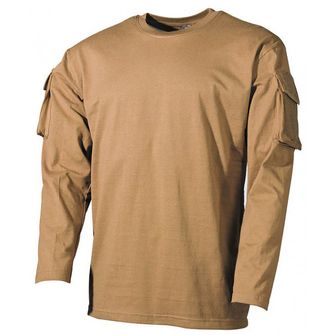 MFH US Coyote langes T-Shirt mit Velcro-Taschen auf den Ärmeln, 170g/m2