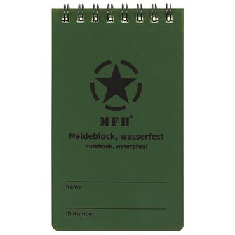 MFH Wasserfestes Notizbuch mit Spiralbindung, ca. 7,5 x 13 cm