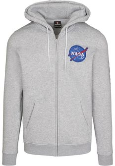 HEATHERGREY - NASA Southpole Herrensweatshirt mit Reißverschluss und Kapuze, grau