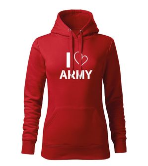 DRAGOWA Damensweatshirt mit Kapuze i love army, rot 320g/m2