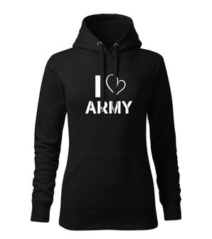 DRAGOWA Damensweatshirt mit Kapuze i love army, schwarz 320g/m2