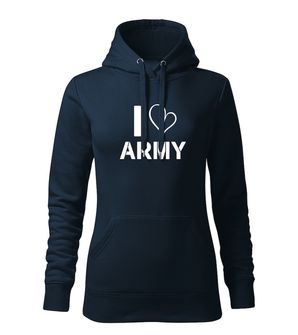 DRAGOWA Damensweatshirt mit Kapuze i love army, dunkelblau  320g/m2