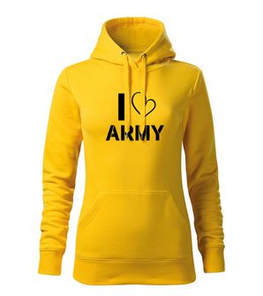 DRAGOWA Damensweatshirt mit Kapuze i love army, gelb 320g/m2
