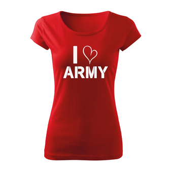 DRAGOWA Damen Kurzshirt i love army, rot 150g/m2