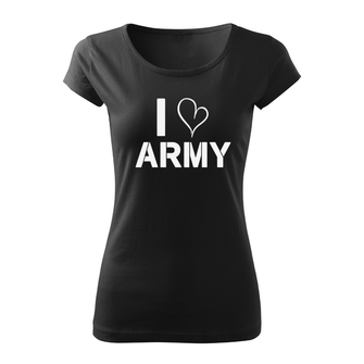 DRAGOWA Damen Kurzshirt i love army, schwarz 150g/m2