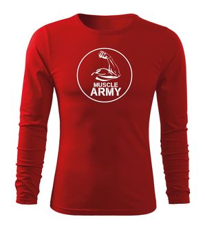 DRAGOWA Fit-T langärmliges T-Shirt muscle army biceps, rot 160g/m2