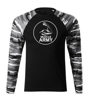 DRAGOWA Fit-T langärmliges T-Shirt muscle army biceps, metro 160g/m2