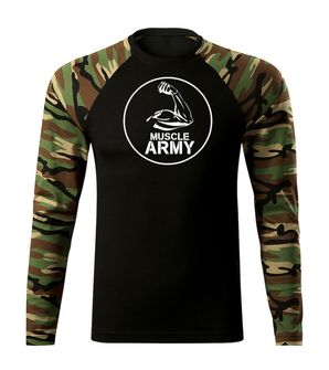DRAGOWA Fit-T langärmliges T-Shirt muscle army biceps, woodland 160g/m2