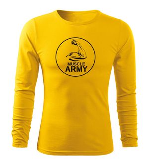 DRAGOWA Fit-T langärmliges T-Shirt muscle army biceps, gelb 160g/m2