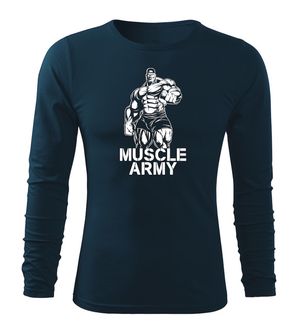 DRAGOWA Fit-T langärmliges T-Shirt muscle army man, dunkelblau 160g/m2