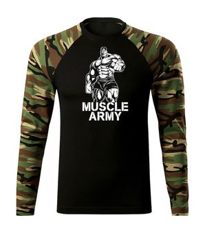 DRAGOWA Fit-T langärmliges T-Shirt muscle army man, woodland 160g/m2
