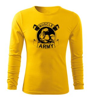 DRAGOWA Fit-T langärmliges T-Shirt muscle army original, gelb 160g/m2