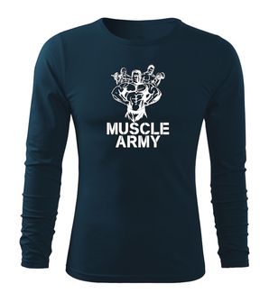 DRAGOWA Fit-T langärmliges T-Shirt muscle army team, dunkelblau 160g/m2