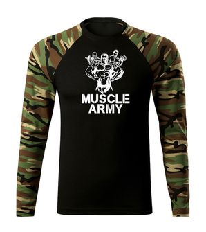 DRAGOWA Fit-T langärmliges T-Shirt muscle army team, woodland 160g/m2