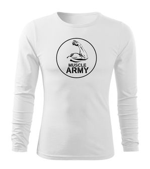 DRAGOWA Fit-T langärmliges T-Shirt muscle army biceps, weiß 160g/m2