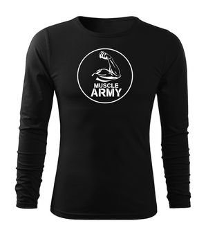 DRAGOWA Fit-T langärmliges T-Shirt muscle army biceps, schwarz 160g/m2