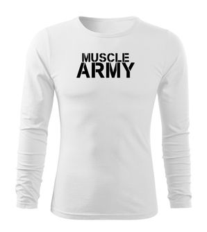 DRAGOWA Fit-T langärmliges T-Shirt muscle army, weiß 160g/m2