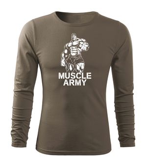 DRAGOWA Fit-T langärmliges T-Shirt muscle army man, olivgrün 160g/m2