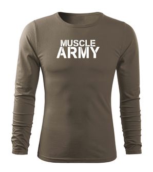 DRAGOWA Fit-T langärmliges T-Shirt muscle army, olivgrün 160g/m2